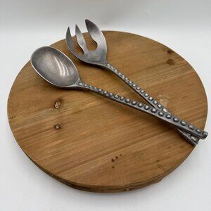 Vintage mid century modern pewter salad serve ware Table setting